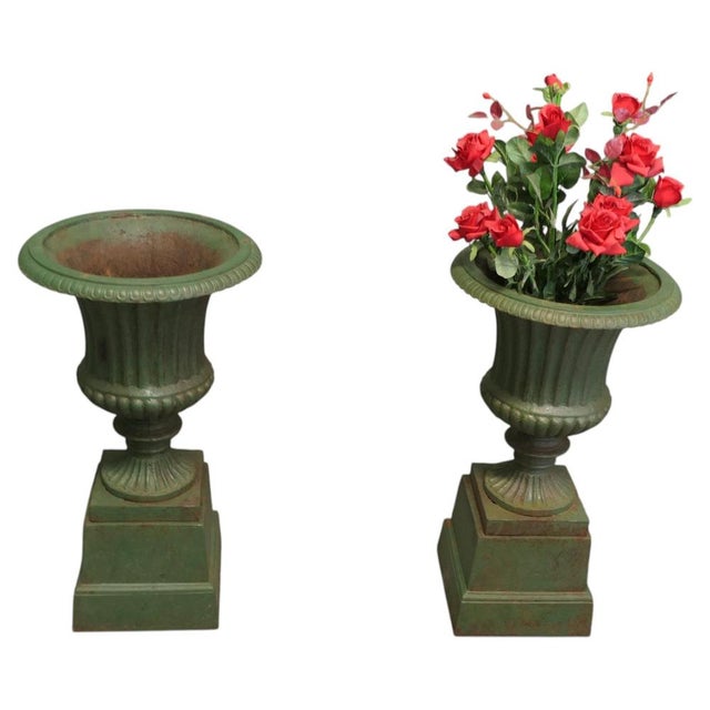 Green Vintage Cast Iron Garden Planters, 1960, Set of 2 For Sale - Image 8 of 8