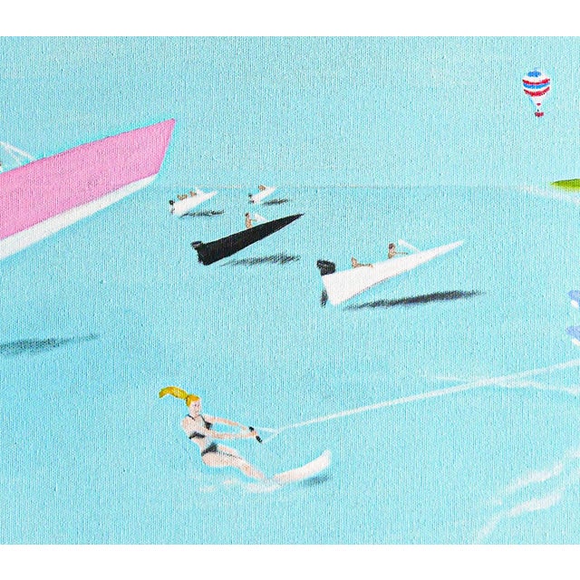 Scott Woodard "Regatta of Sorts" Pastel Blue and Pink Abstract Contemporary Landscape Painting, 2022 For Sale - Image 11 of 11