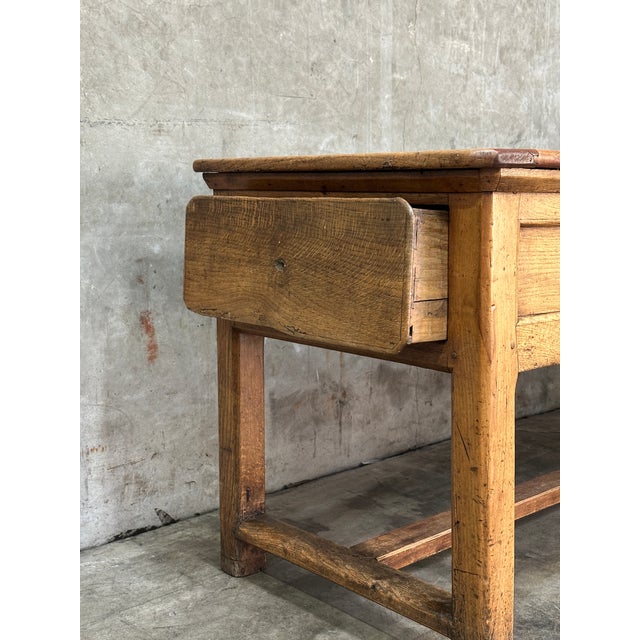 19th C French Draper’s Table Farmhouse Harvest Work Table 83” For Sale In San Francisco - Image 6 of 18