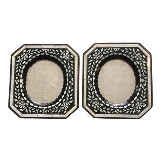 Vintage Inlaid Ebony Picture Frames a Pair For Sale