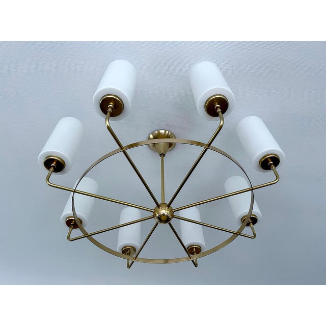 Large Vintage Italian Glass and Brass Chandelier, 1950s For Sale - Image 13 of 18
