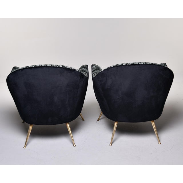 Black Mid Century Italian Gio Ponti Style Chairs With New Epingle Upholstery - Pair For Sale - Image 8 of 11