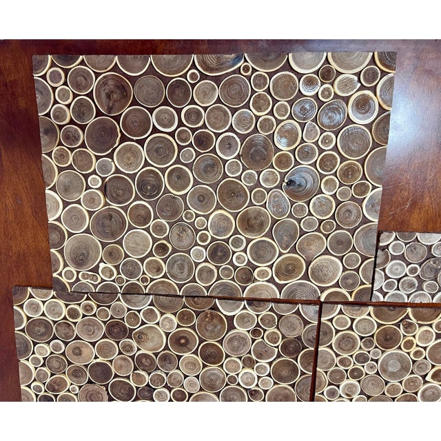 1990s Wood Placemats Tree Rings on Felt Set of 4 Large Mats + 4 Coasters For Sale - Image 9 of 10