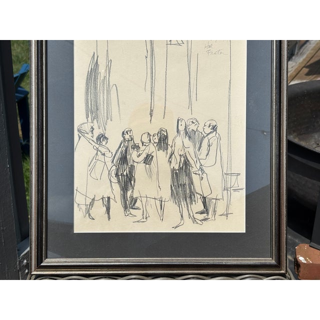 Mid-Century Modern Tourists at Chartres - Original Graphite Drawing C. 1964 For Sale - Image 3 of 6