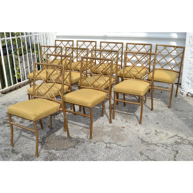 Set of 12 Cast Aluminum stackable Side Chairs manufactured in the Style of Brown Jordon, USA. Featuring 12 Side Chairs in...