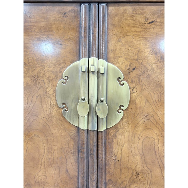 Late 20th Century Drexel Heritage Burlwood Hollywood Regency Armoire Cabinet For Sale In New York - Image 6 of 12