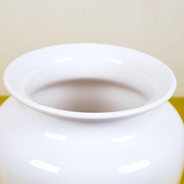 White Glazed Terracotta Vase For Sale - Image 4 of 9