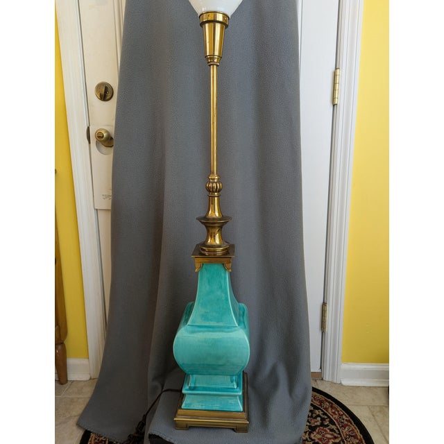 Stiffel Mid 20th Century Mid Century Stiffel Pagoda Style Base Glazed Ceramic Lamp For Sale - Image 4 of 9