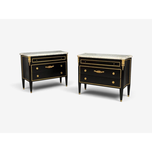 Louis Xvi, Hollywood Regency, Commodes, Ebonized, Bronze, Marble, 20th C. For Sale In New York - Image 6 of 18