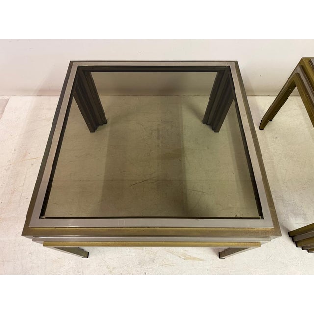 Vintage Steel and Brass Side Tables, 1970s, Set of 2 For Sale - Image 9 of 12