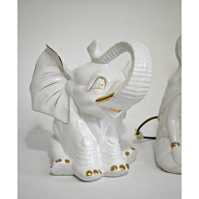 Mid-Century Modern Vintage Table Lamp and Decorative Objects in White Ceramic, Italy, 1970s, Set of 3 For Sale - Image 3 of 12