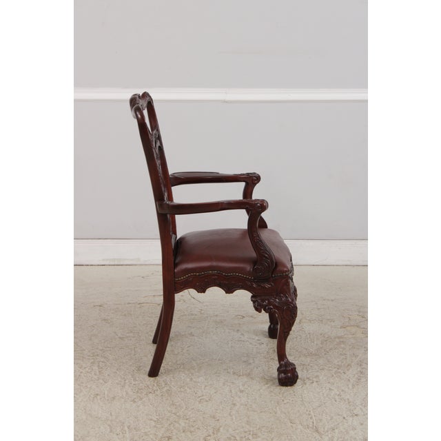 1990s Set of 4 Maitland Smith Georgian Mahogany Armchairs For Sale - Image 5 of 17