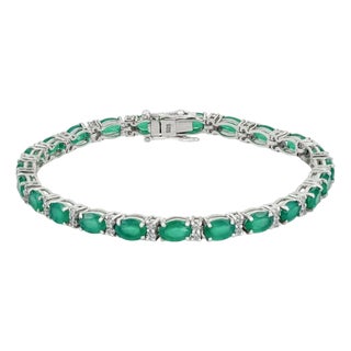 9.2 Carats Green Onyx & Cz Cocktail Tennis Bracelet in 925 Silver For Sale