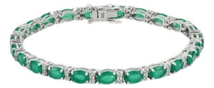 9.2 Carats Green Onyx & Cz Cocktail Tennis Bracelet in 925 Silver