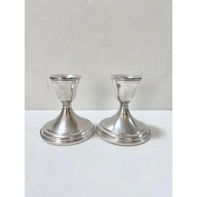 Vintage Sterling Silver and Glass Convertible Compotes / Candleholders – A Pair For Sale - Image 4 of 12