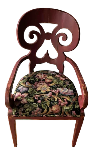 Custom Scroll-Back Upholstered Armchair by Woodland Furniture