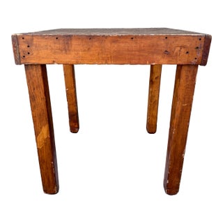 Antique Early 20th Century Handmade Wooden Rustic Farmhouse Style Accent Table/Stool For Sale