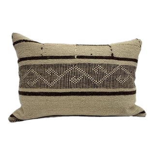 Turkish Hemp Pillow Cushion Natural Beige Brown Pillow Cushion Cover 16" x 24" For Sale