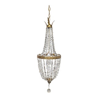 1940's Italian Empire Revival "Sac E Perle" Crystal Basket Chandelier For Sale
