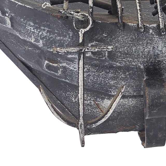 Vintage Tin Metal Three-Masted Galleon / Clipper Ship Sculpture, 24" For Sale - Image 10 of 10