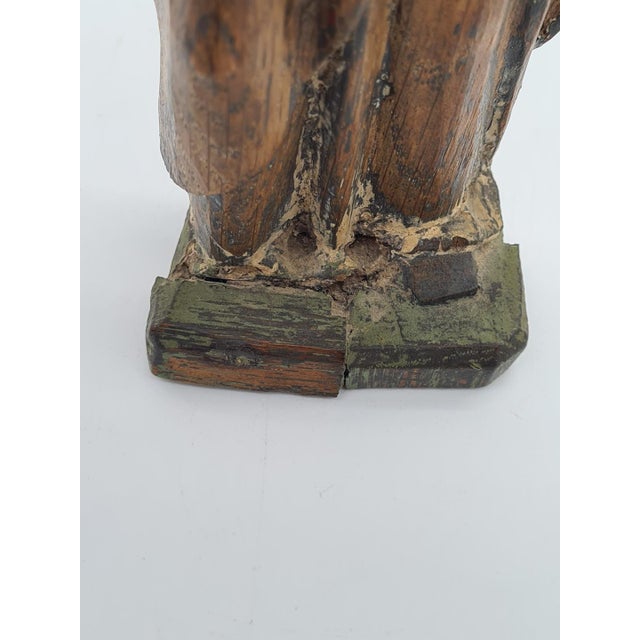 Wood Antique Wooden Statue of Salvator Mundi, 1700s For Sale - Image 7 of 15