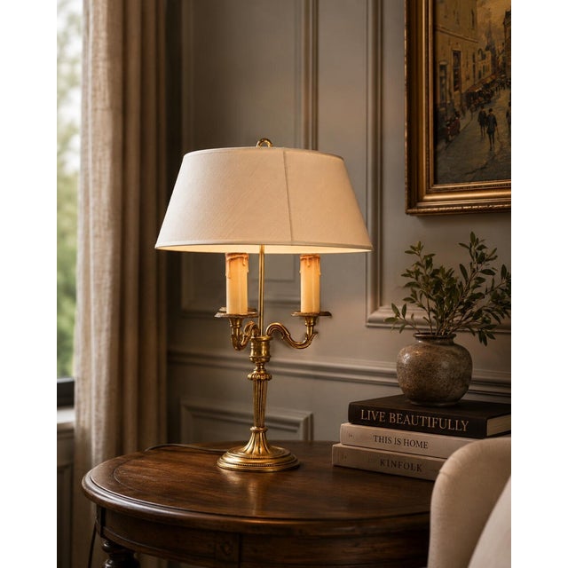 Metal Vintage French Bouillotte Lamp in Gilt Brass, 1950s For Sale - Image 7 of 10