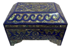 Handmade Lapis & Mother of Pearl Jewelry Box - Trinket Box From Egypt