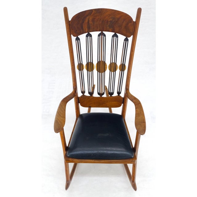 Artist Signed Studio Made Solid Oiled Walnut Arm Rocking Chair MINT For Sale - Image 11 of 18