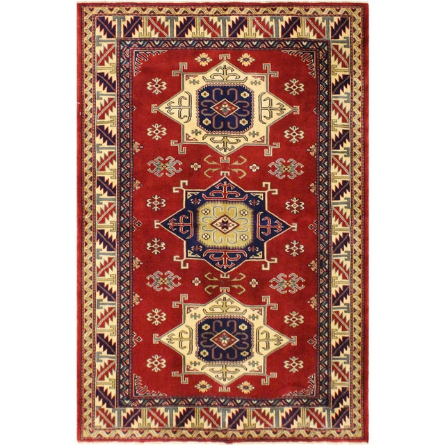 Rustic Shirwan Red/Beige Wool Rug - 4'1''x5'10'' For Sale - Image 10 of 10