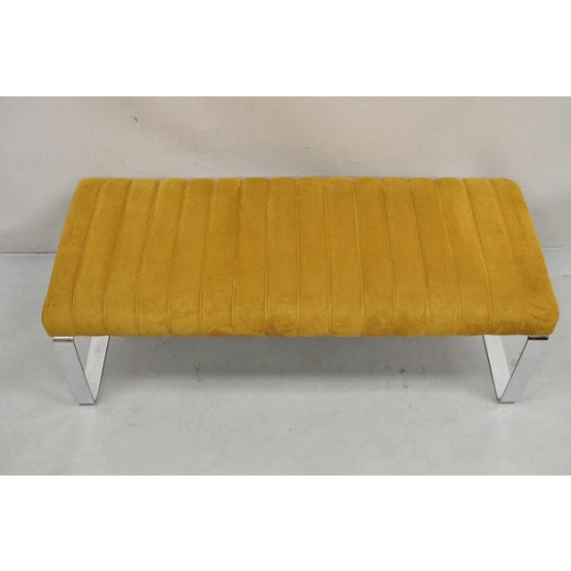 Tulip Inc. Mid Century Modern Chrome Steel Flat Bar Milo Baughman Style Bench by Tulip Inc For Sale - Image 4 of 12