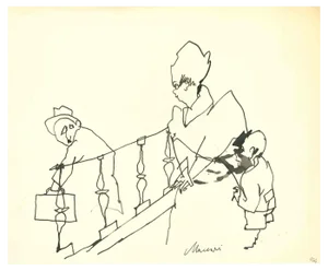 Mino Maccari, The Departure, Ink Drawing, 1960s