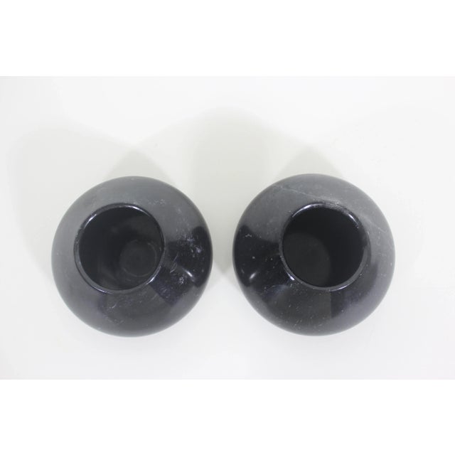 Vintage Carved Black Stone Vases Soapstone, a Pair For Sale - Image 4 of 8