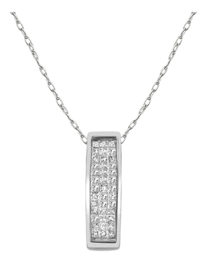 Princess Cut Diamond Necklace .50cttw 14k White Gold 16"