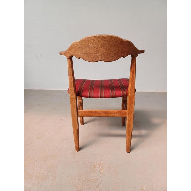 Red Original Danish Brutalist Dining Chairs in Oak by Henning Kjærnulf, 1970s, Set of 6 For Sale - Image 8 of 15