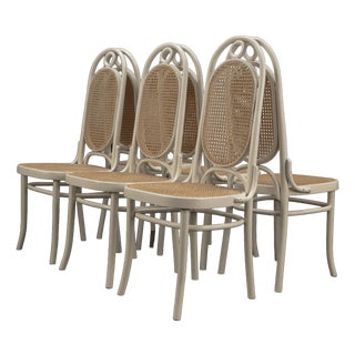 Lange Jan Chairs in White Bentwood from FMG Radomsko, 1940s, Set of 6 For Sale