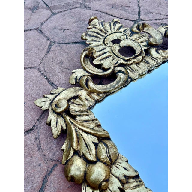 Mid-Century Baroque Style Gilt Plaster Wall Mirror, 1940 For Sale - Image 4 of 7