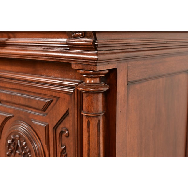 Antique French Renaissance Carved Walnut Sideboard or Bar Cabinet, Circa 1890s For Sale - Image 13 of 18