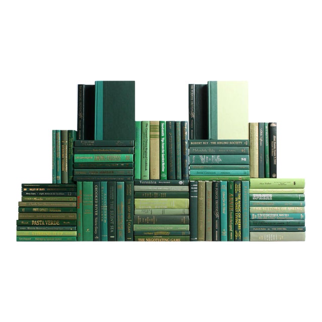 Decorative Books - Boxwood Book Wall - Set of 75 Green Books For Sale