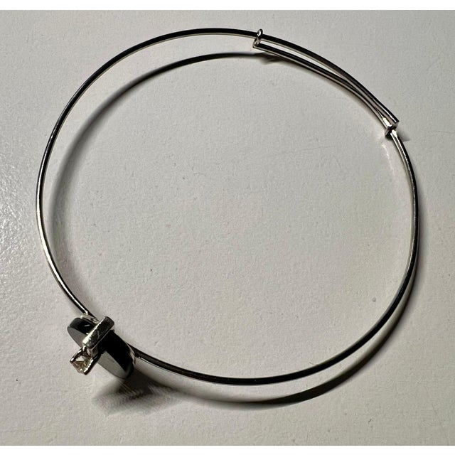 Bangle in 585 Karat White Gold with Onyx and Diamond, 1978 For Sale - Image 9 of 13