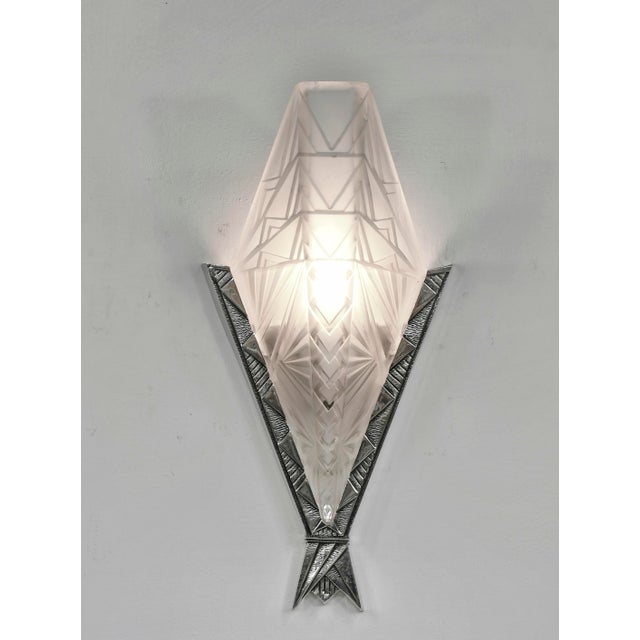 Metal A Pair of French Art Deco Wall Sconces by Ejg & Monix 1930 France - 3 Pairs Available For Sale - Image 7 of 10