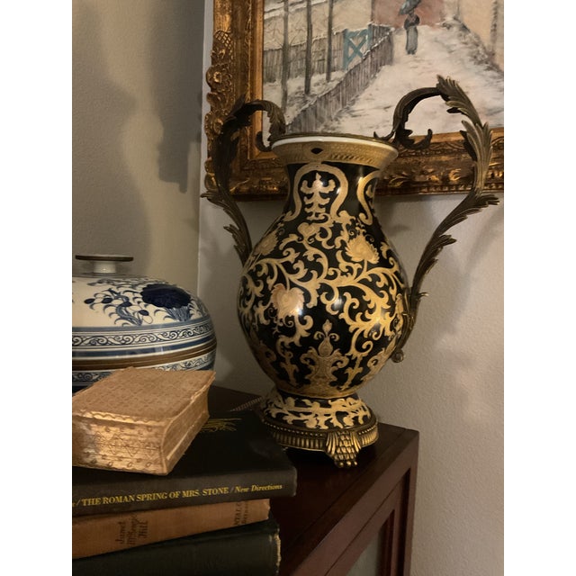 Vintage Art Nouveau Hand Painted Vase For Sale - Image 4 of 11