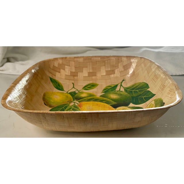 Late 20th Century Vintage Citrus Chic Lemon and Lime Woven Bamboo Bowl For Sale - Image 5 of 9