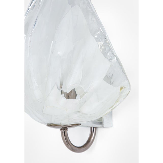 Mid-Century Modern Leaf Wall Lamps in Transparent and White Murano Glass from La Murrina, 1980s, Set of 2 For Sale - Image 3 of 18