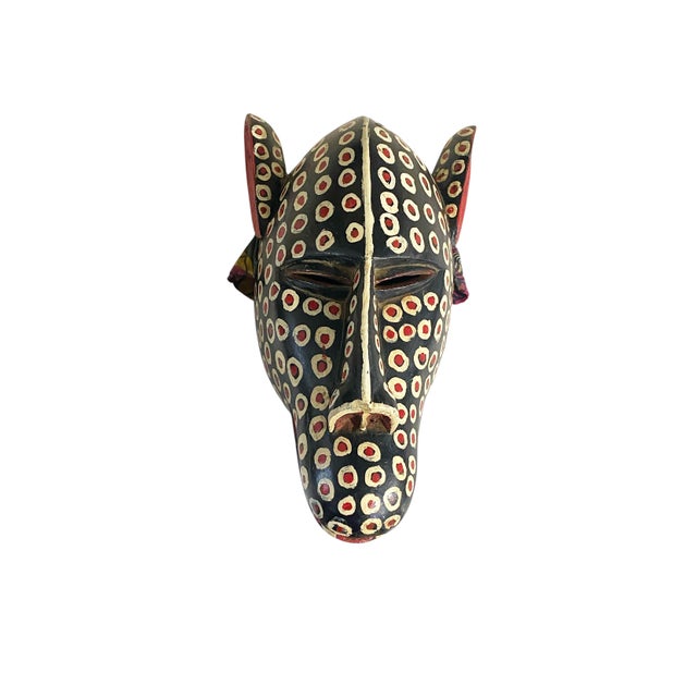 Black Vintage African Colorful Leopard Mask Bozo Bamana 16" H For Sale - Image 8 of 9