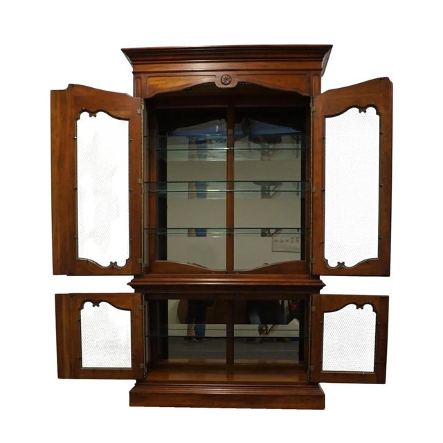 Late 20th Century Drexel Heritage Brittany Collection Solid Cherry Country French 62" Listed Display Curio Cabinet 322-438-6 For Sale - Image 5 of 13