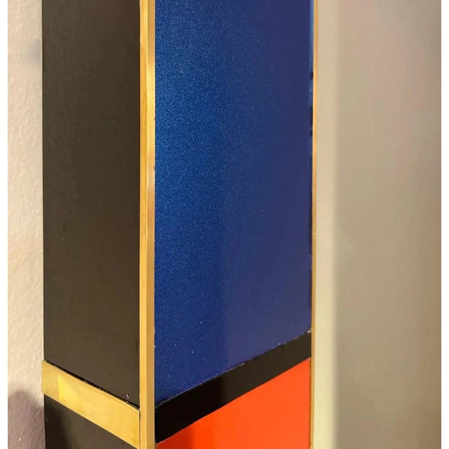 Red Bespoke Italian Mondrian Decor Orange, Yellow, Gray, Black, White & Gold Glass Mirror For Sale - Image 8 of 12