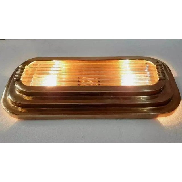 1940s Vintage Art Deco Rod Ship Sconce in Brass & Glass For Sale - Image 5 of 7