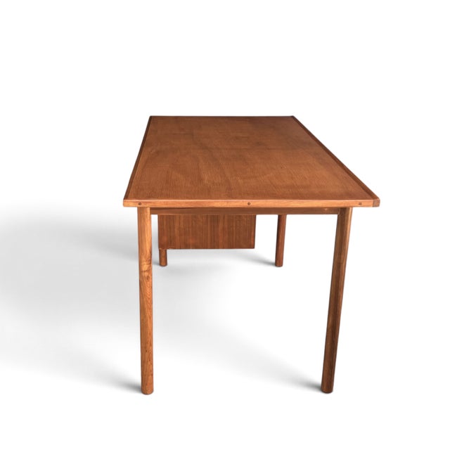 Restored Danish Modern Writing Desk With Sliding Cabinet & Tapered Legs For Sale - Image 14 of 17