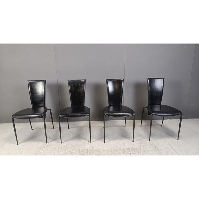 Postmodern Black Dining Chairs from Arper, Italy, 1980s, Set of 4 For Sale - Image 4 of 16