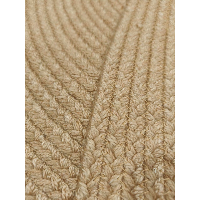 Mid-Century Modern Minimalist Natural Nylon Braided Round Rug For Sale - Image 3 of 11